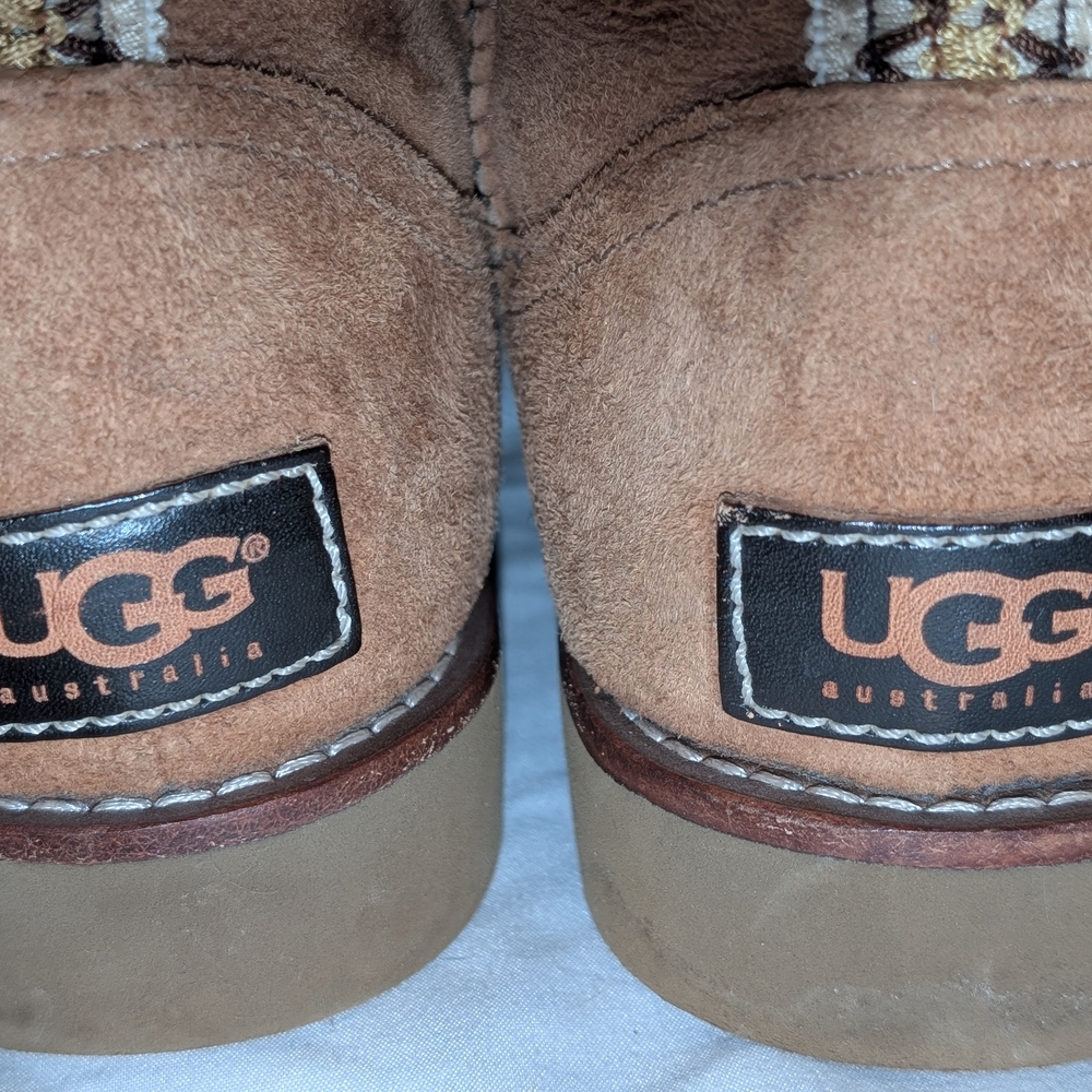 UGG Brown Sheepskin Boots with Embroidered Detail - Picture 10 of 14